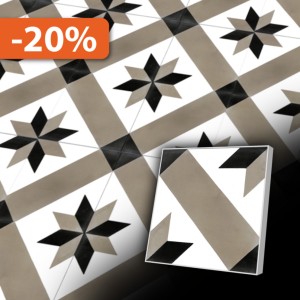 Zementfliese 20x20 cm in Grau im antiken Stil - antiker Baustoff